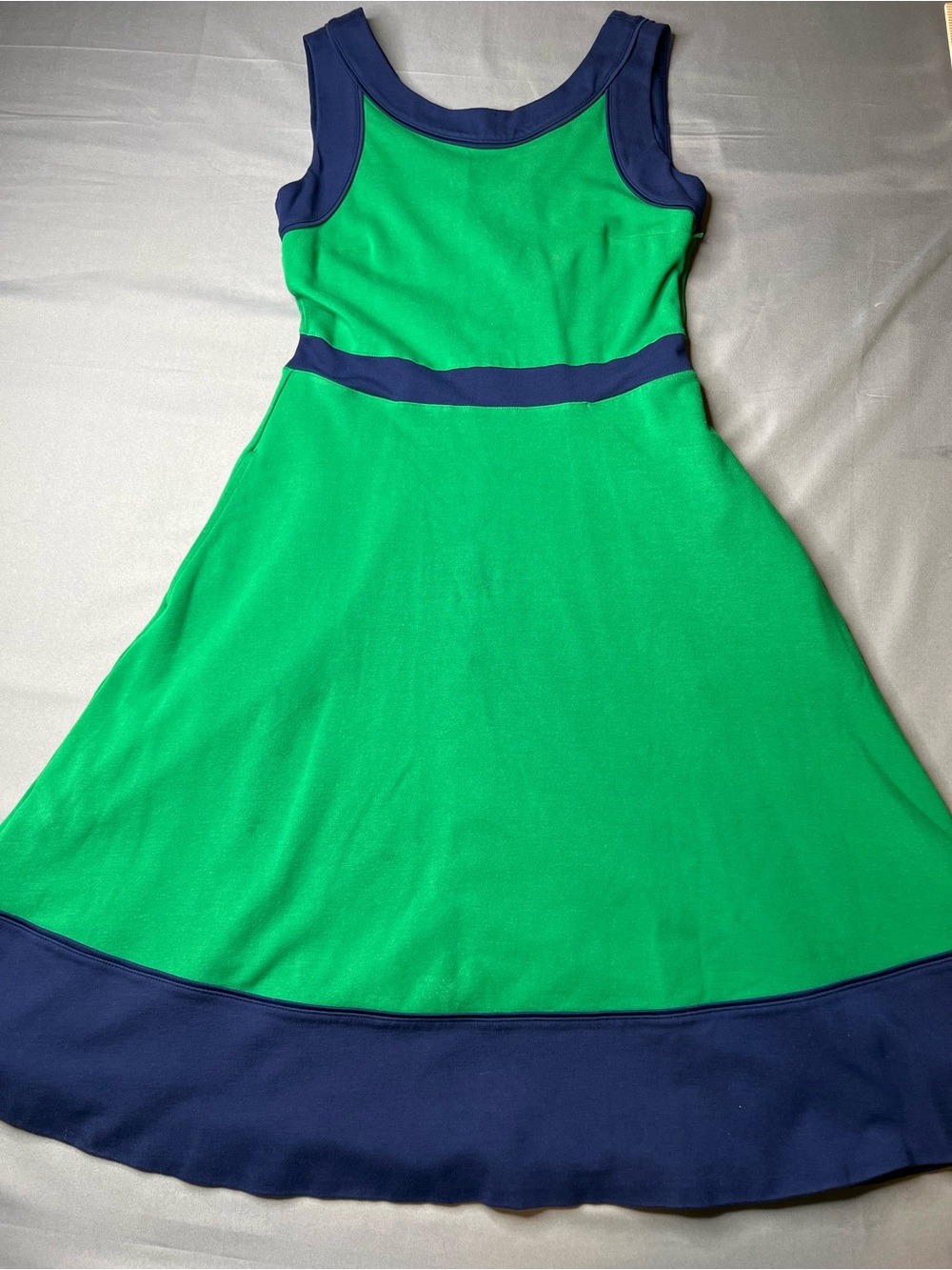 Lands' End Color Block Sleeveless Dress | Size 4 | Green & Navy, Pockets